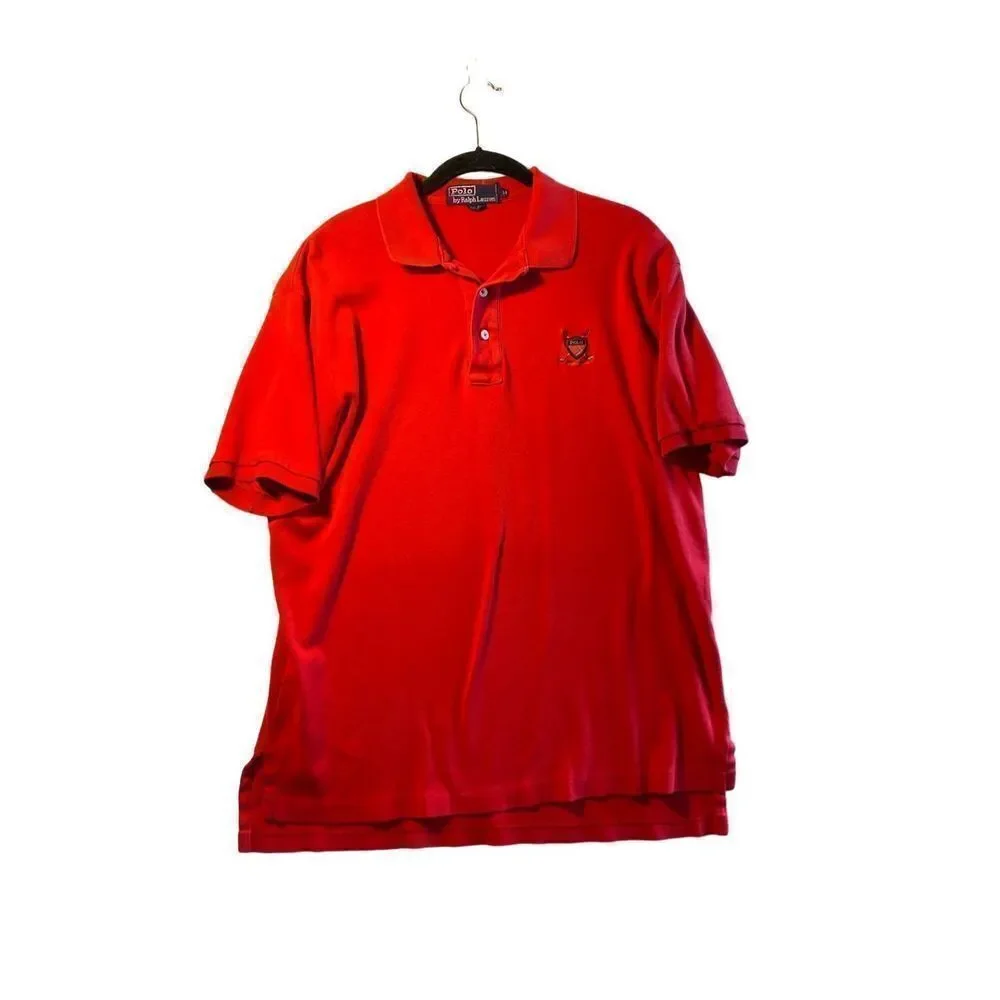 Vintage polo by Ralph Lauren, men’s red golf logo embroidered top size medium